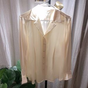 Cream silk blouse with crystal buttons - no tags / M/L